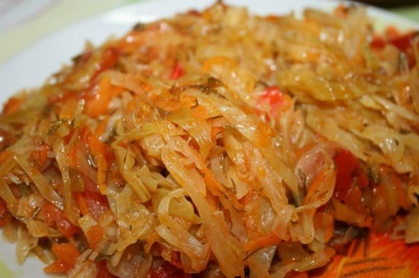 Тушеная капуста без томатной пасты с соевым мясом рецепт с фото