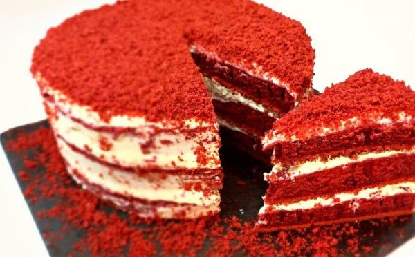 Вкусный торт Красный Бархат Без Духовки рецепт с фото